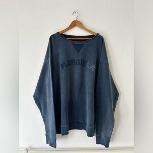 maison margiela faded washed navy crewneck sweater